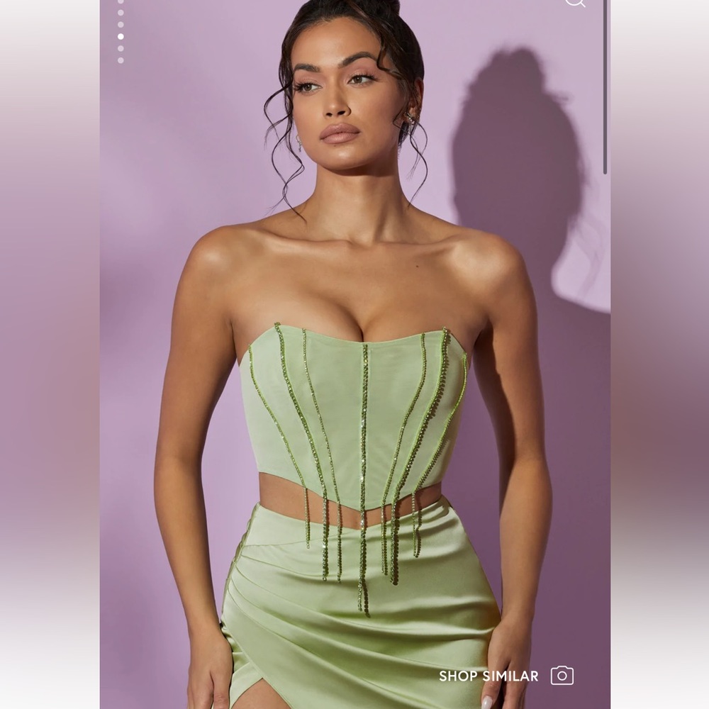 Oh polly embellished corset top (size 4) & side split maxi skirt (size 2)